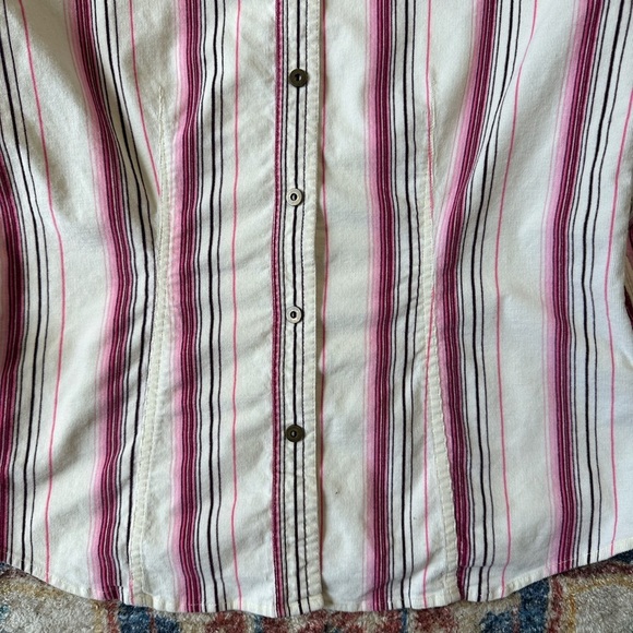 Vintage Pleated Striped Button-up Shirt Small - Picture 4 of 4